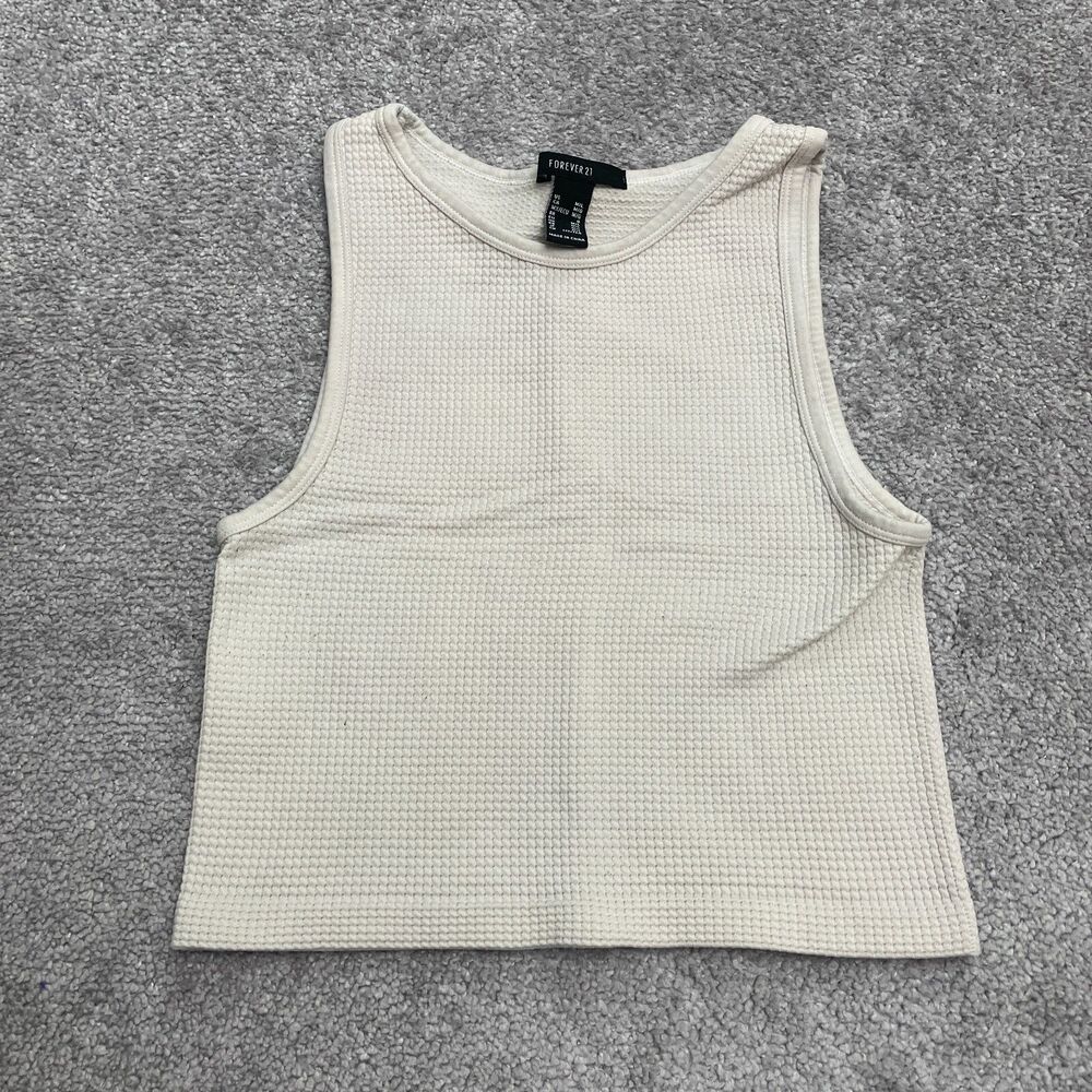 Forever 21 Halter Cropped Tank Top Kids Girls M/L Beige Textures Knit Stretch
